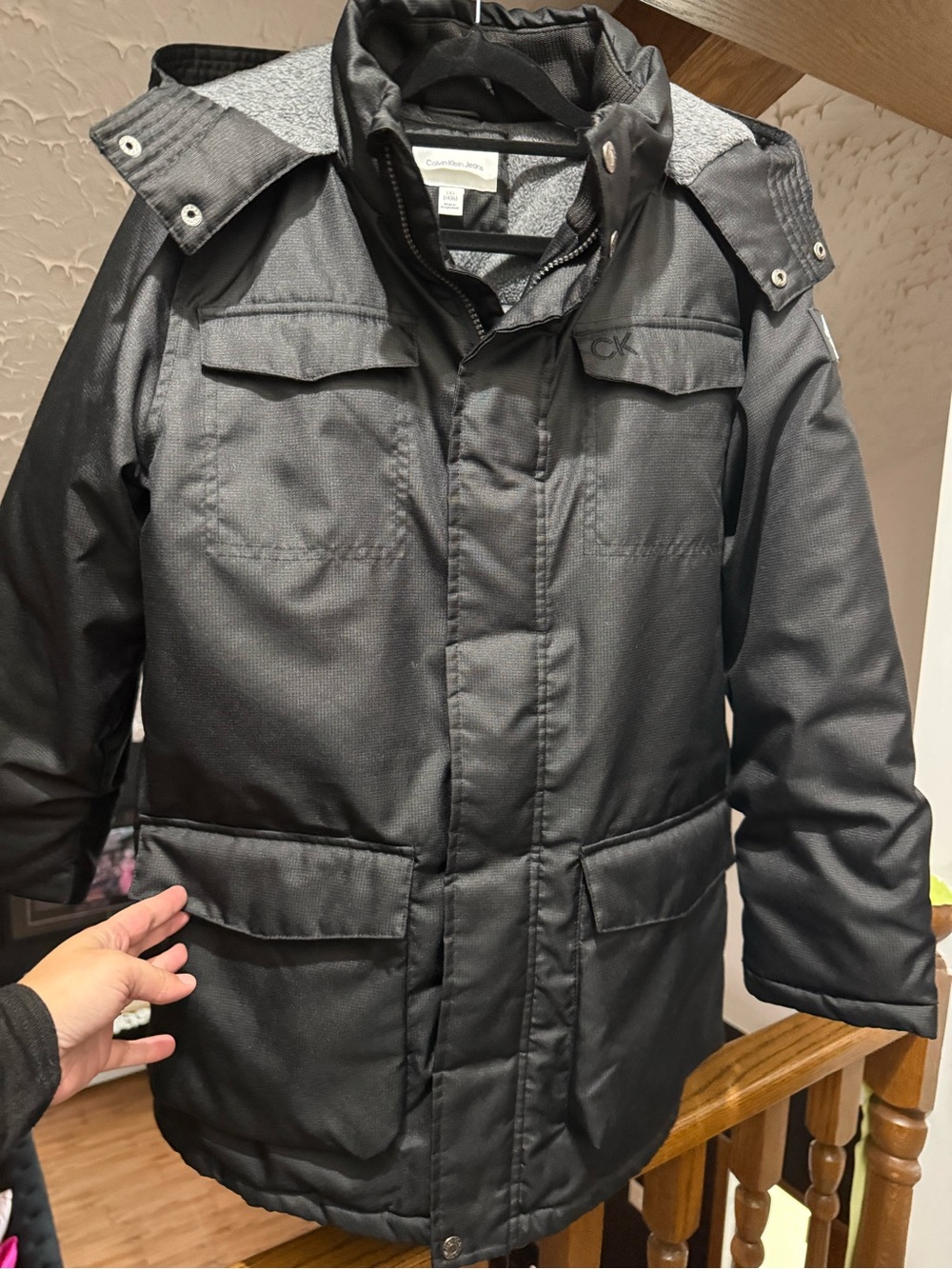 Calvin Klein Jeans Black Men's Puffer Parka with Hood